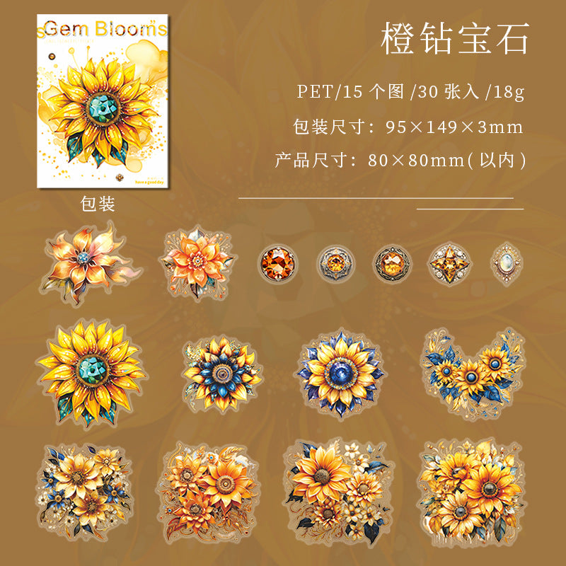 30 Pcs PET Flower Stickers BSZF