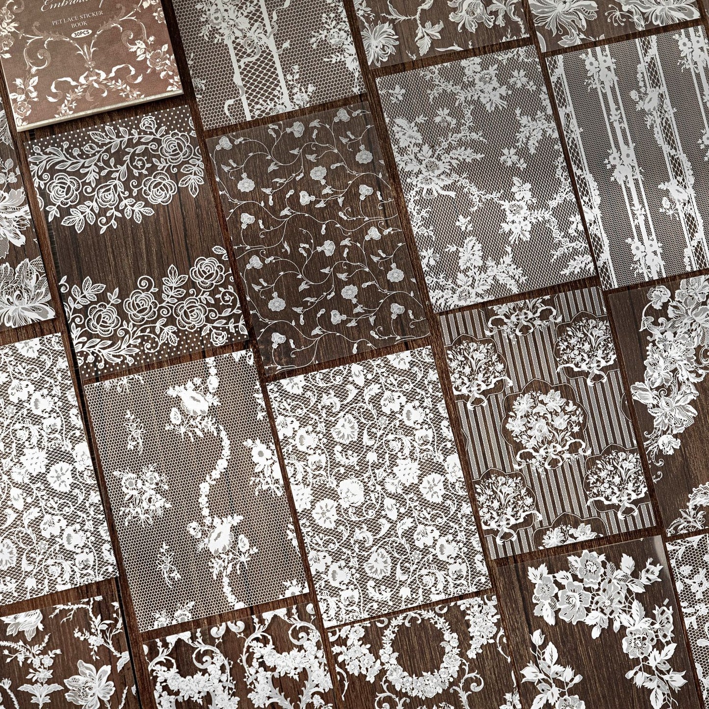 30 Sheets Lace Themed PET Stickers Book LSBWG