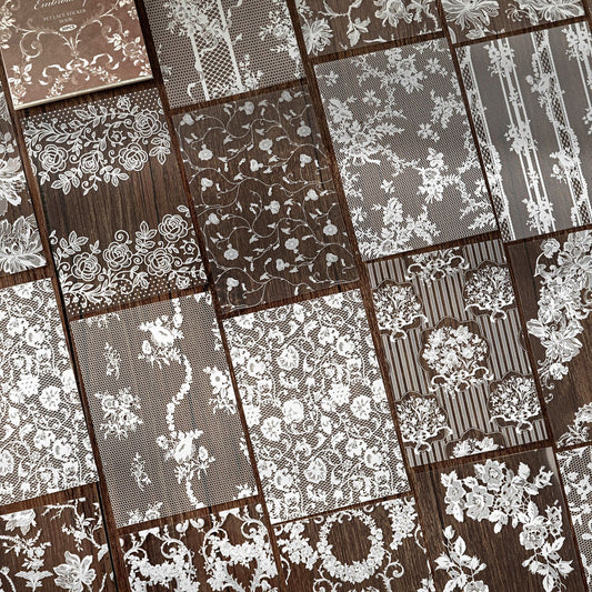 30 Sheets Lace Themed PET Stickers Book LSBWG
