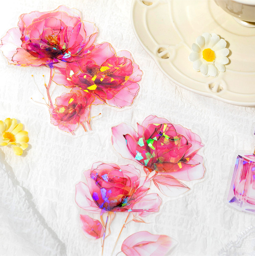 10 Pcs Bottle and Flower Stickers HYZY