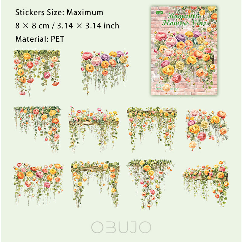 10 Pcs PET Vine Stickers LMHTR