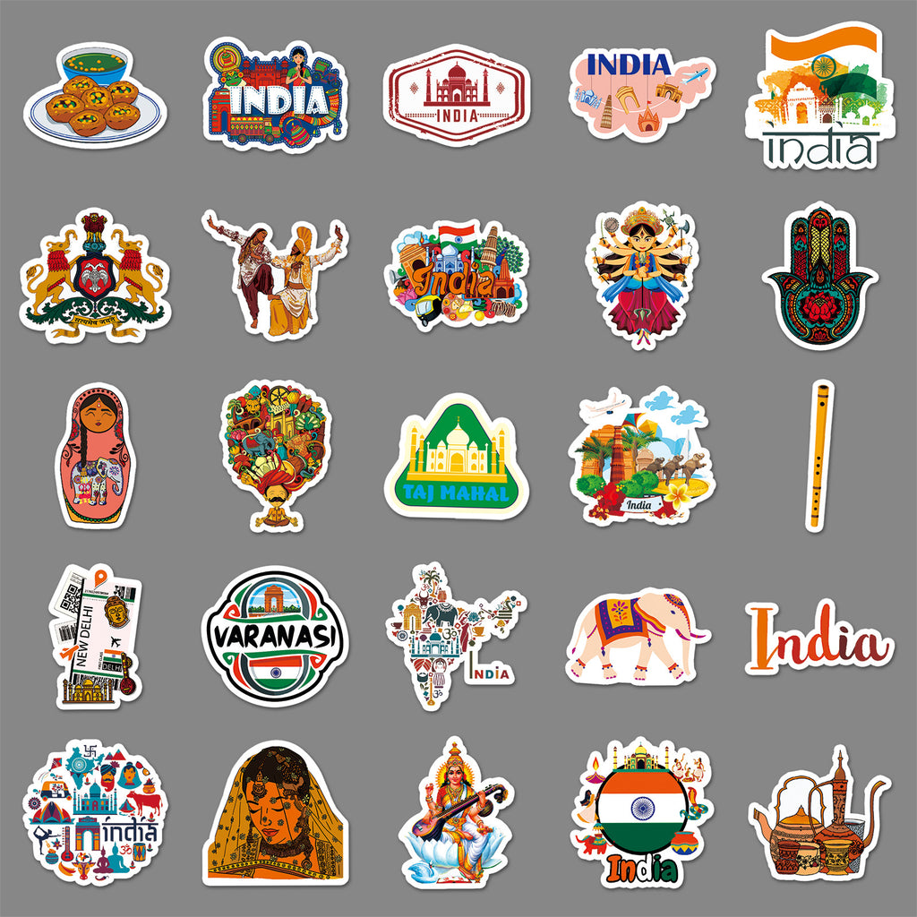 50Pcs India Travel Vinyl Stickers TRV03