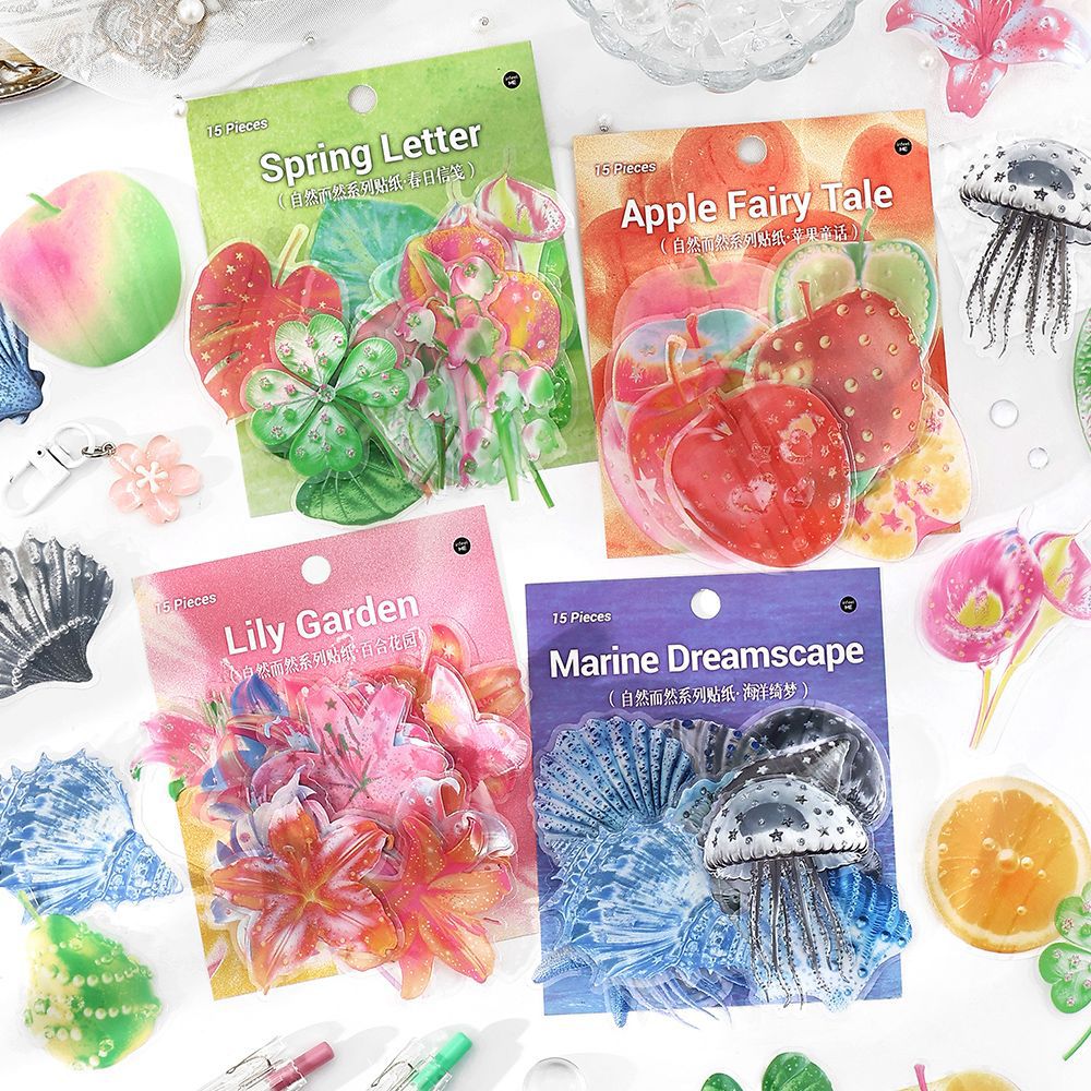 15 Pcs Botanical Nature Theme PET Stickers ZRER