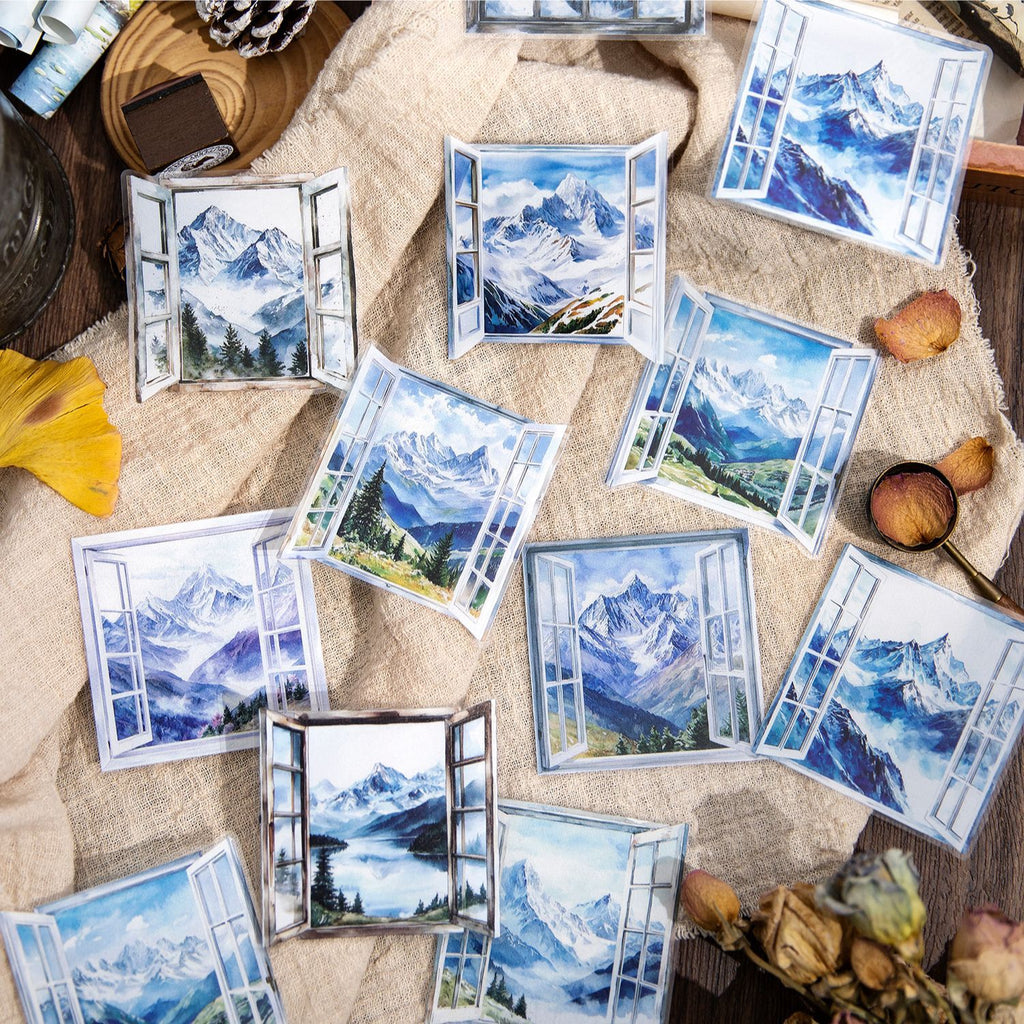 20 Pcs Window Landscape PET Stickers ZRQJQ