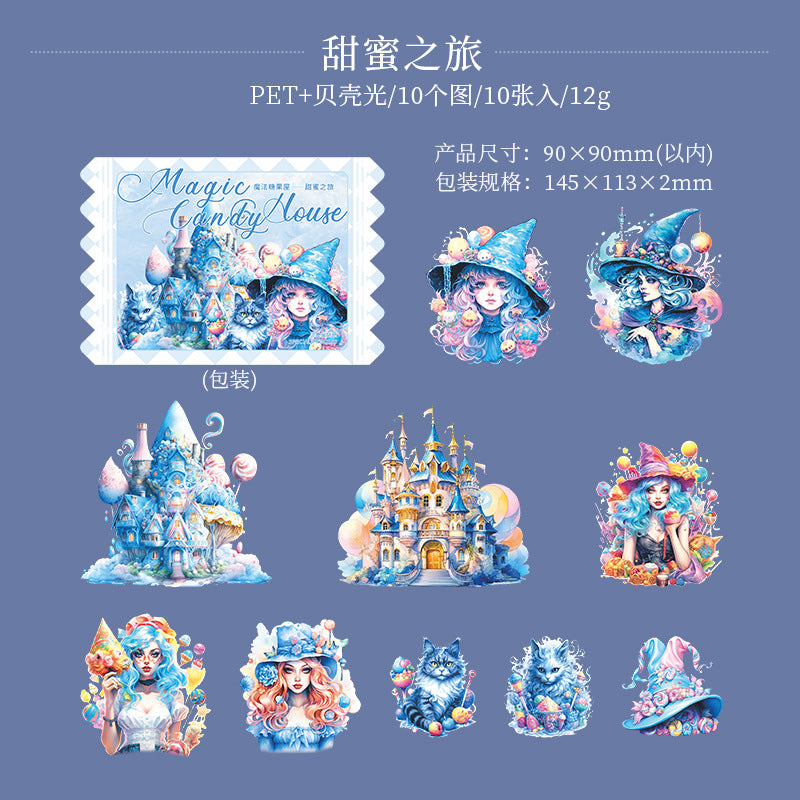 10 Pcs Candy House PET Stickers MFTGW