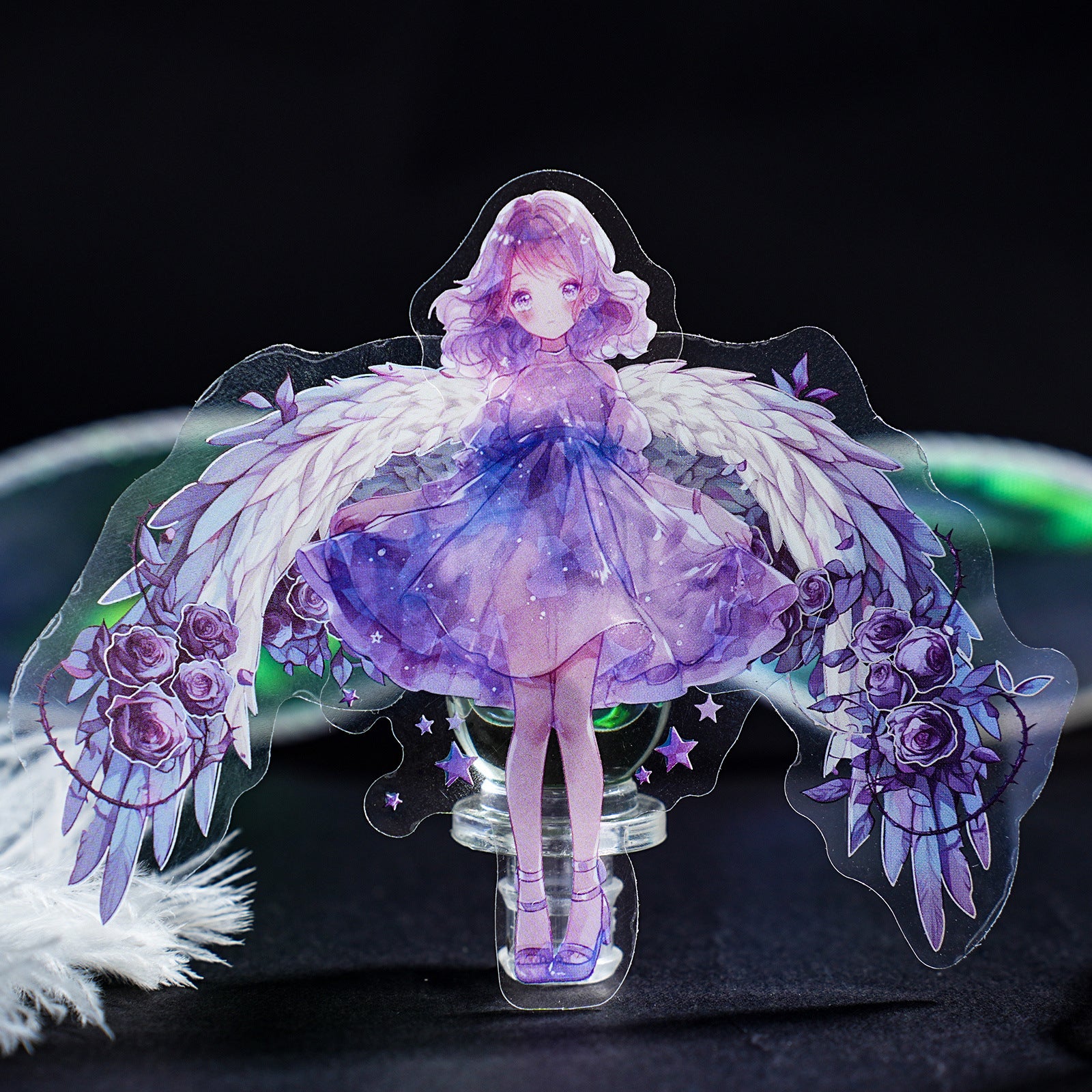 20 Pcs Glitter PET Angel Wing Stickers DTSZX