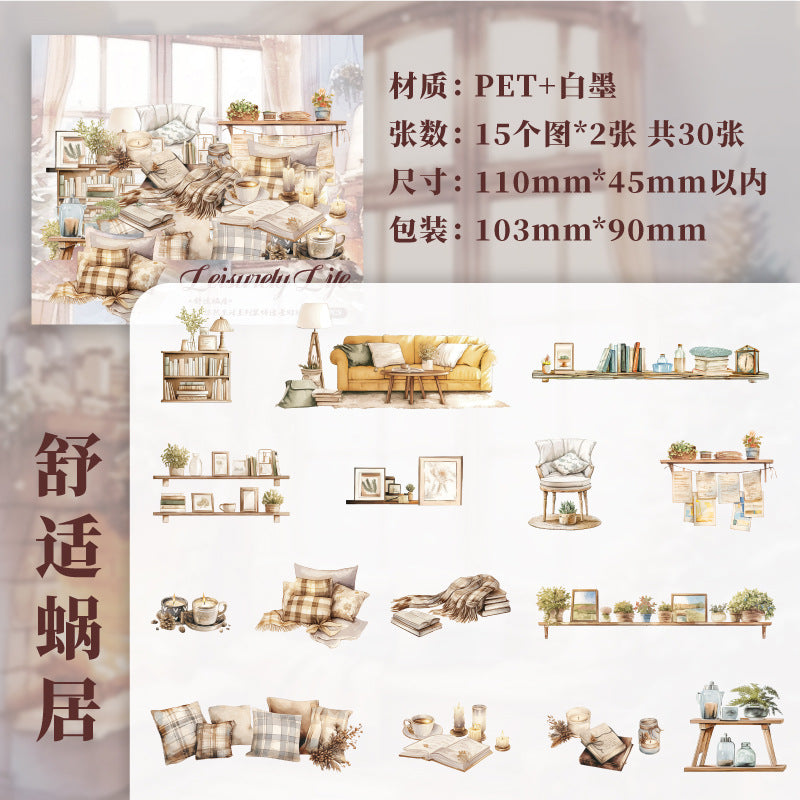 30 Pcs Home Life Style PET Stickers YRSH