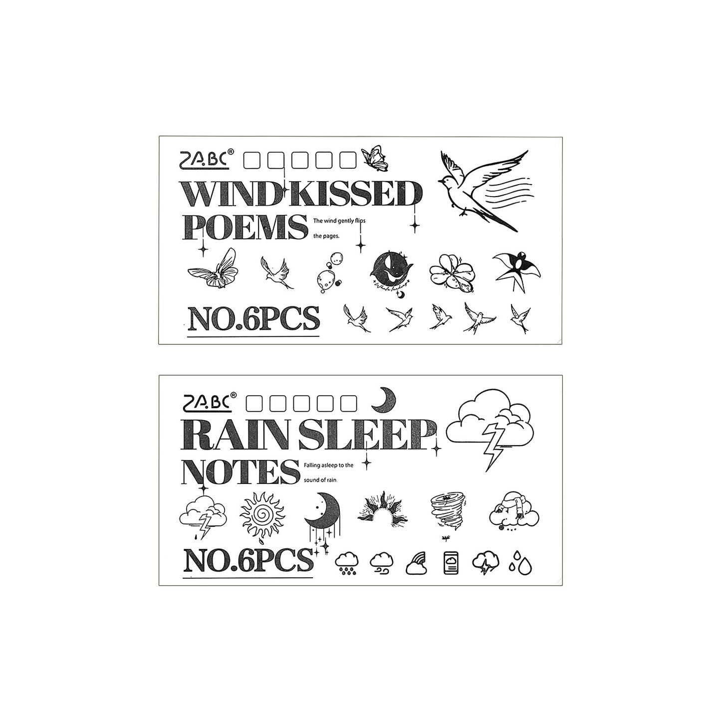 6 Pcs Flower Bird Moon Stamps Kit MYQS