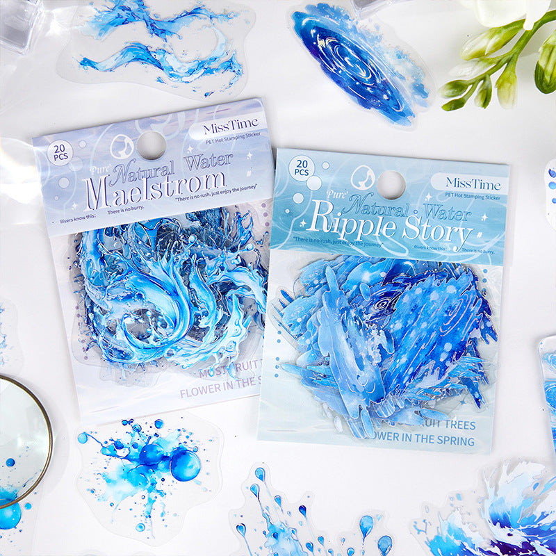 20 Pcs Water Theme PET Stickers ZRSJ