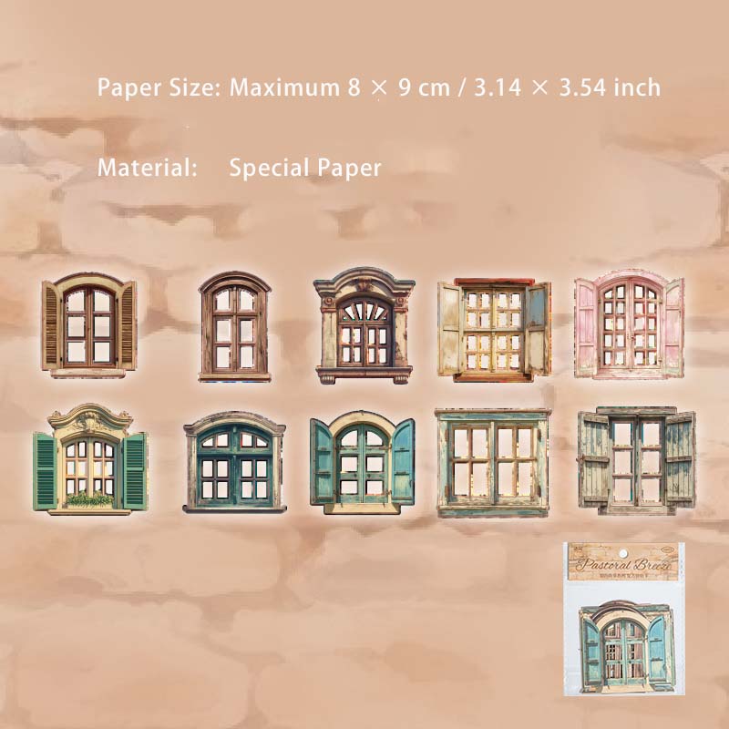 10 Pcs Windows Scrapbook Paper CDGS