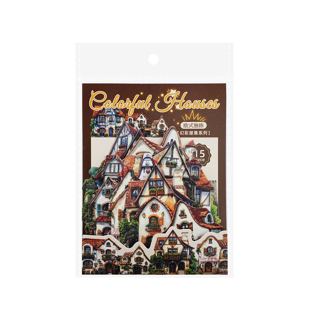 15 Pcs House Cardstock Stickers HCWJ