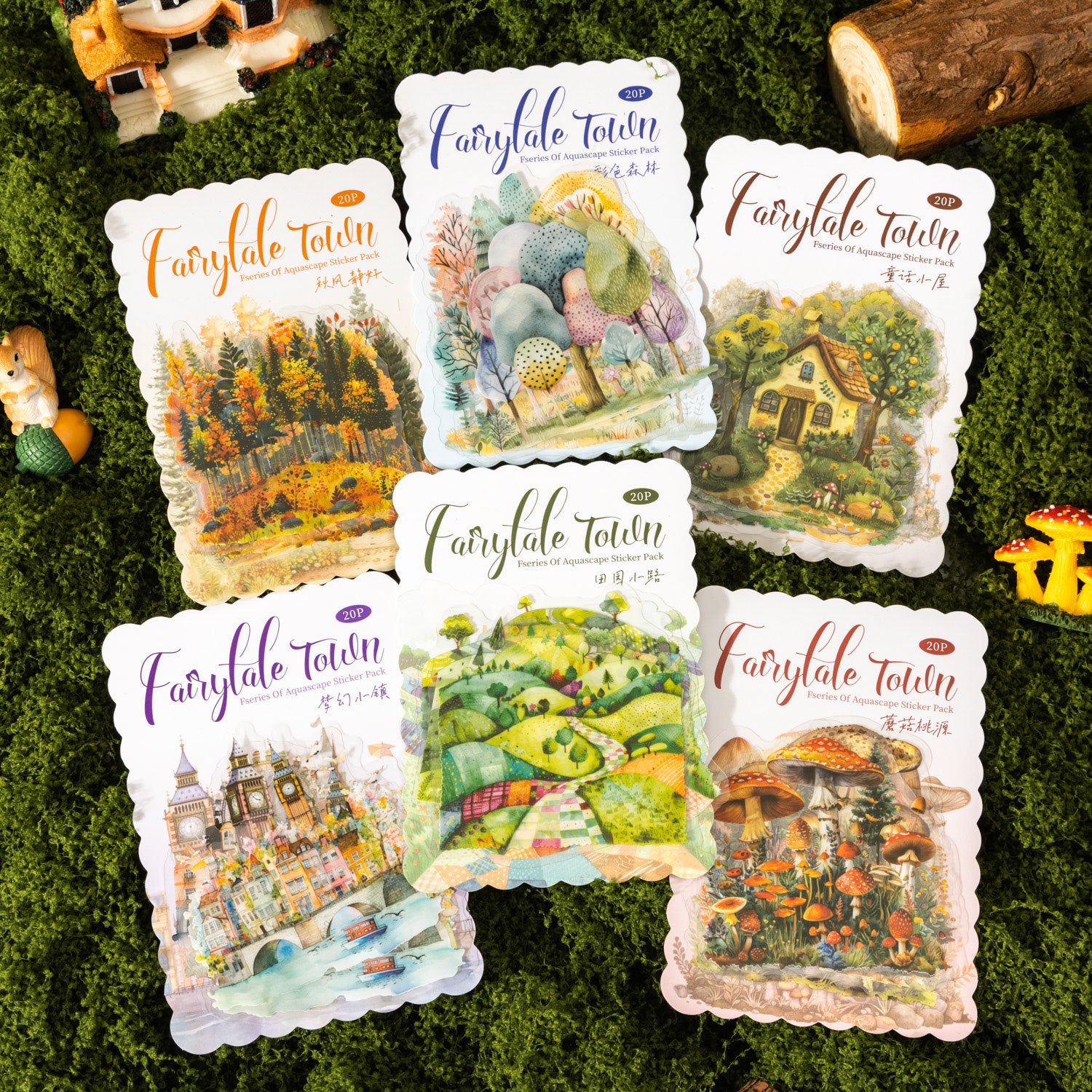 20 Pcs Fairy Tale Town Theme PET Stickers THZX