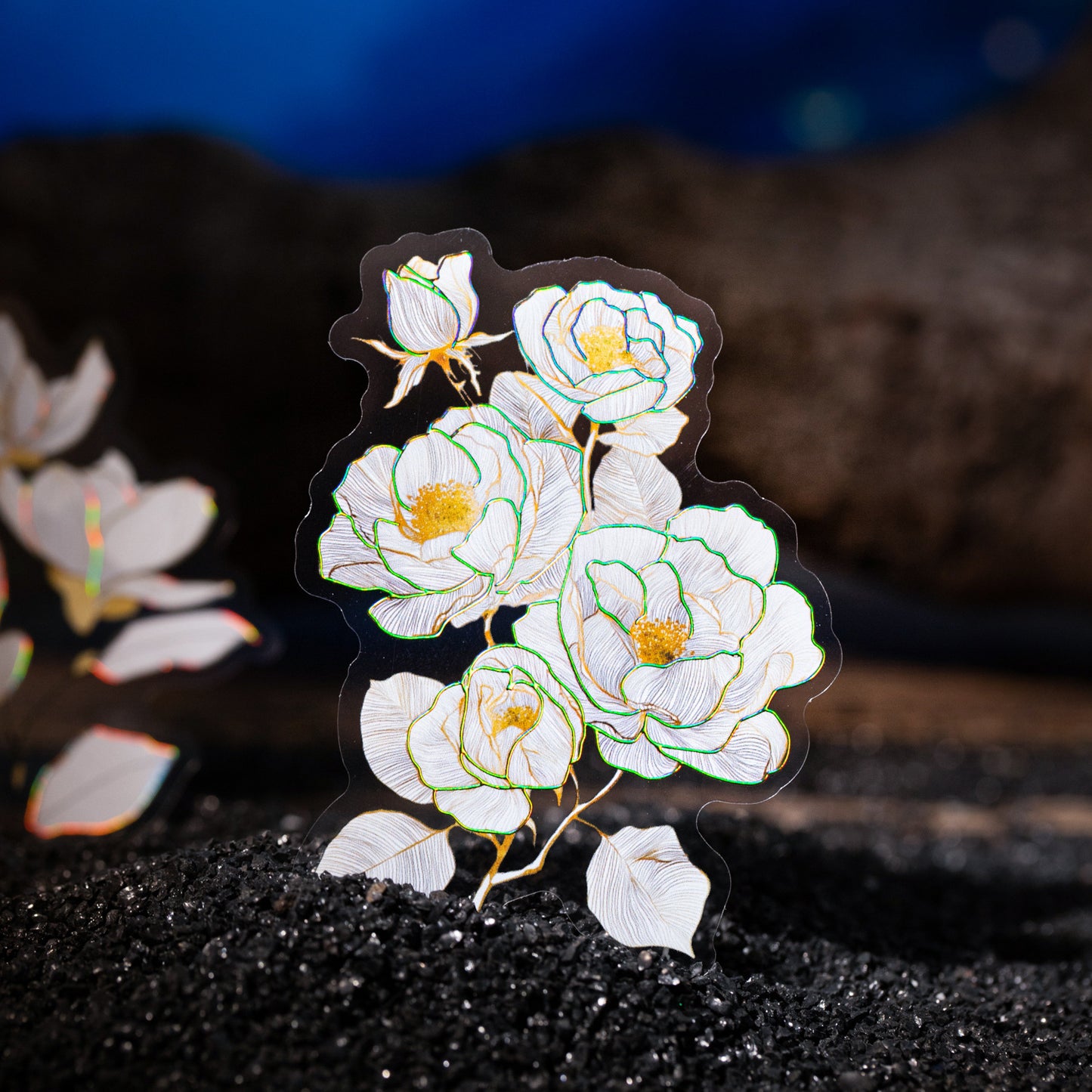 10 Pcs Gold Foil White Flower SSHK