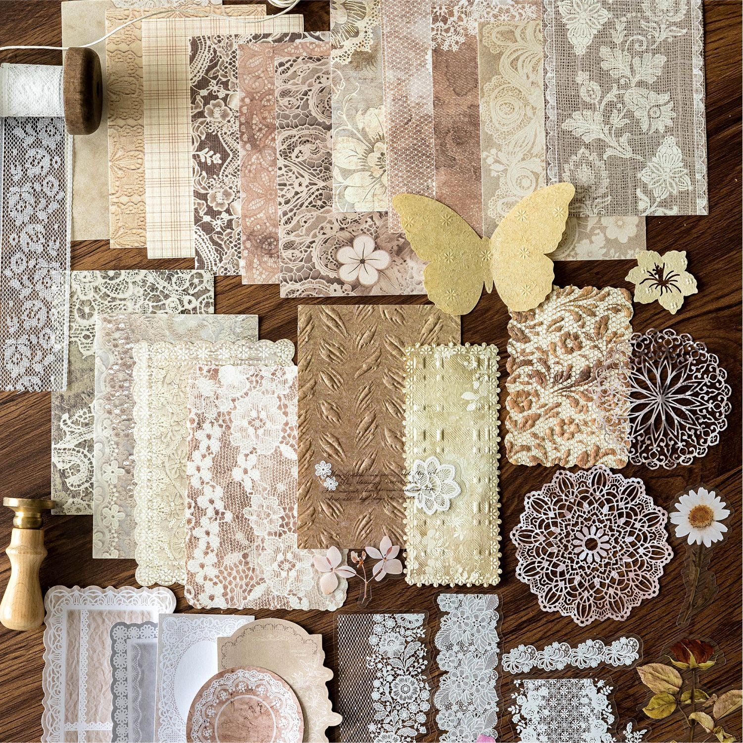 37 Pcs Junk Journal Paper and Stickers Kit FHPZ