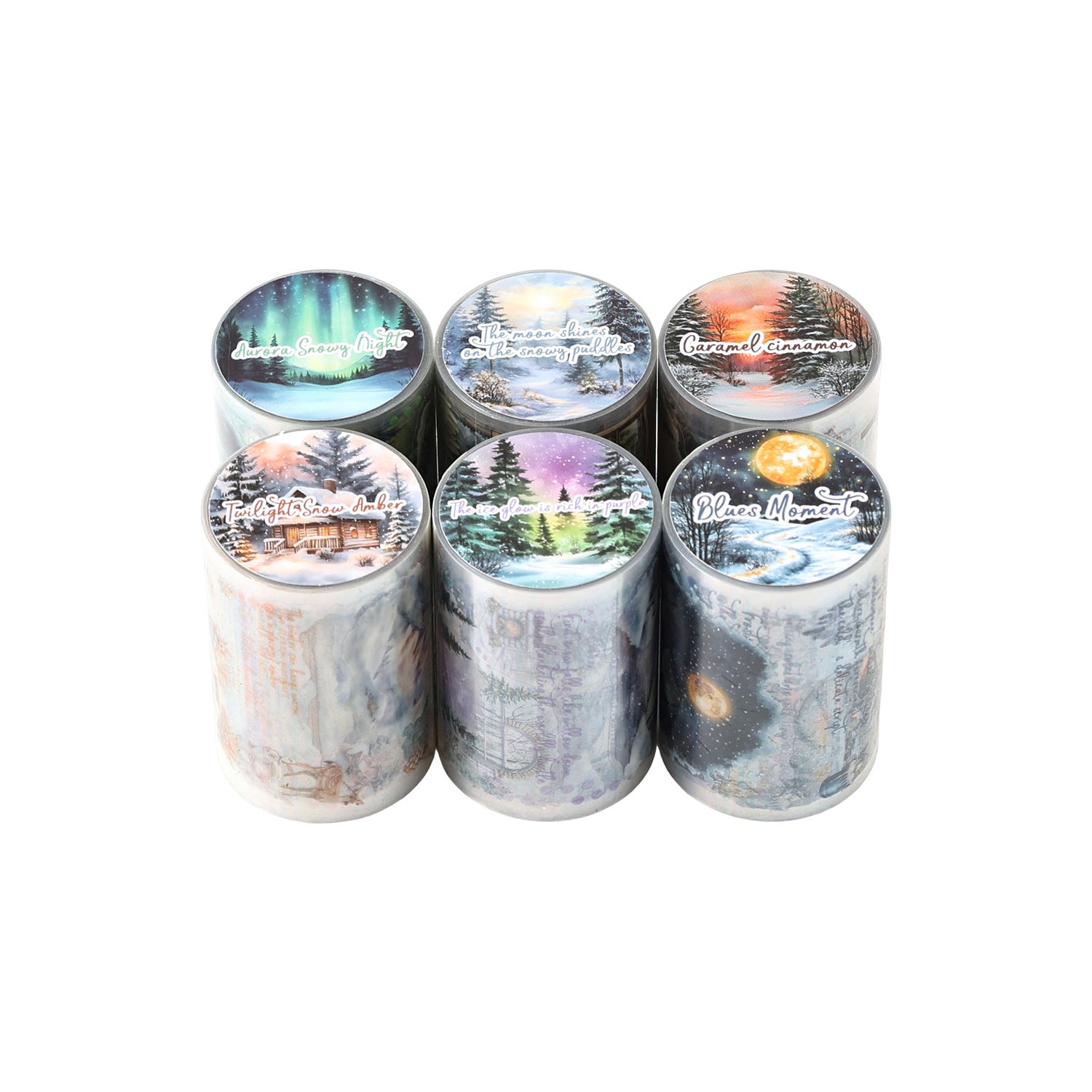 1 Roll Winter Aurora Themed PET Stickers Tape YDCX