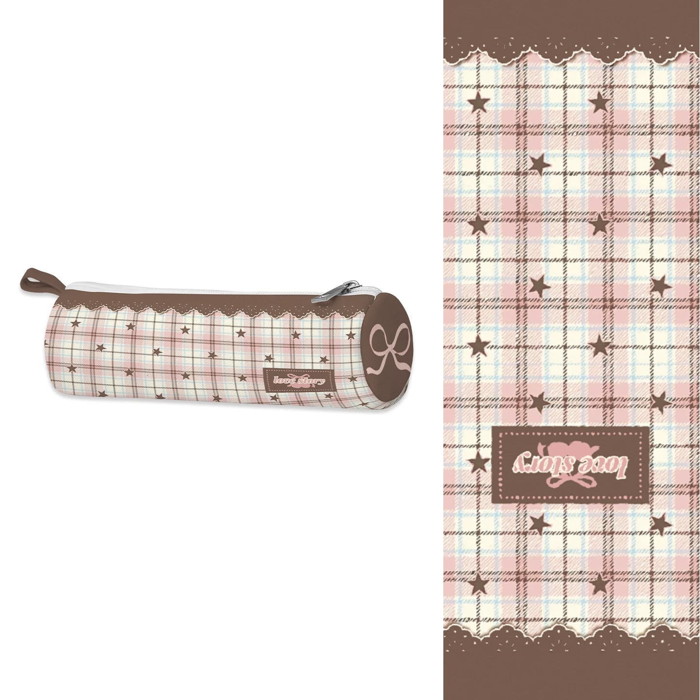 Merry Chocolate Brown Artisan Canvas Barrel Pencil Case