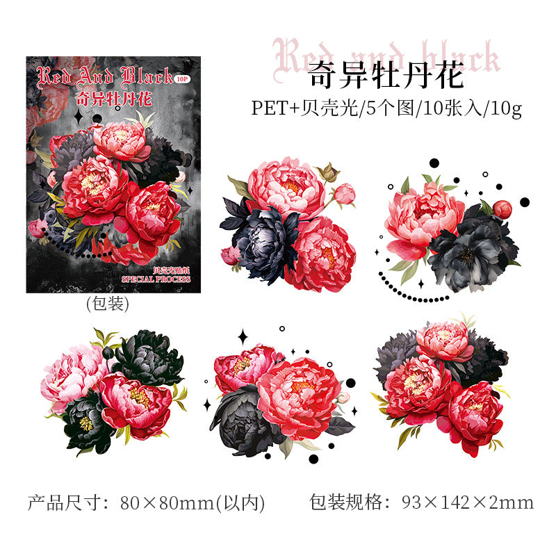 10 Pcs PET Flower Stickers HYH