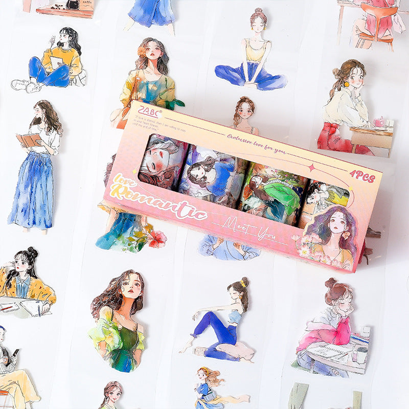 4 Rolls Fashion Girl PET Tapes Set WRSY