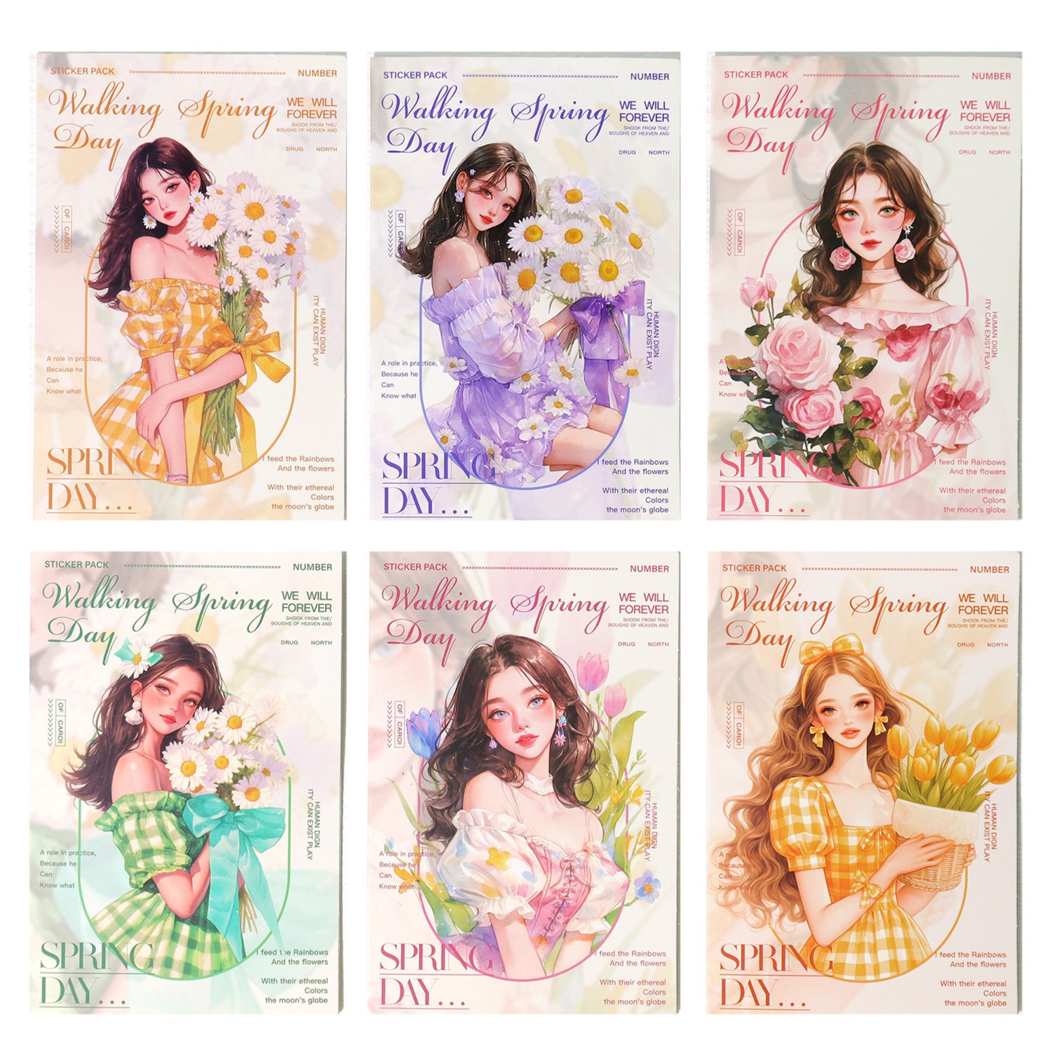 15 Pcs Flower Girl PET Stickers YCRTX