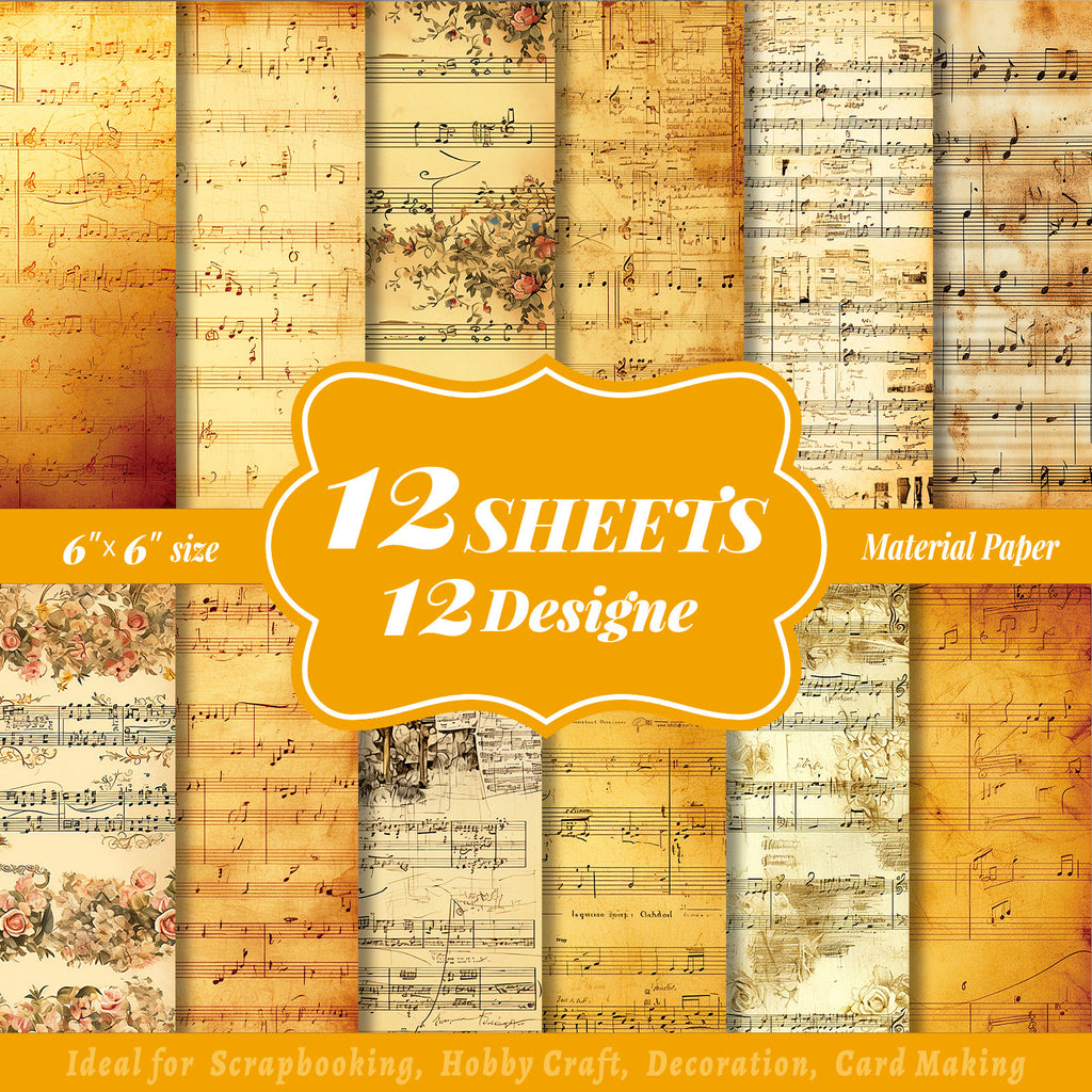 6 inch Music Sheet Scrapbook Paper Pad PA838