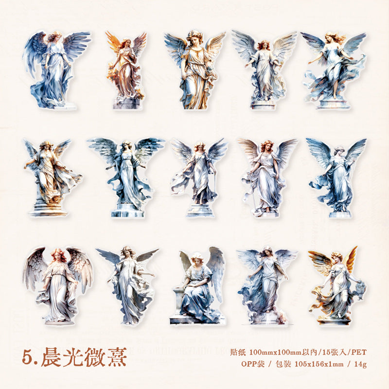 15 Pcs Sculpture Themed PET Stickers DSKXQ