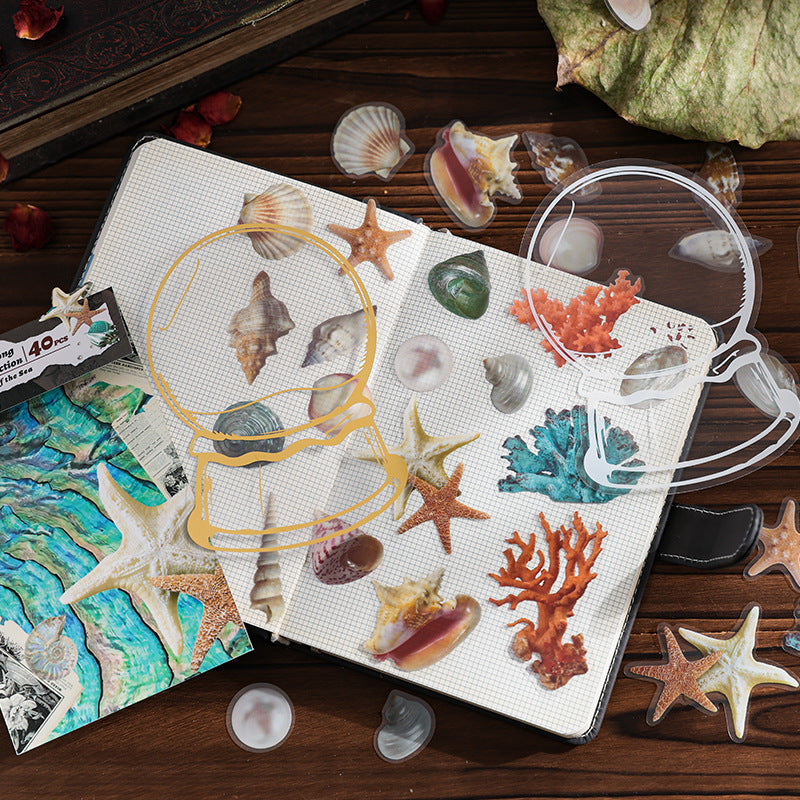 42 Pcs Butterfly Flower Under Sea Stickers MCSC