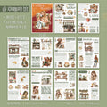 20 Sheets Coffee Themed PET and Washi Stickers Book KFZK