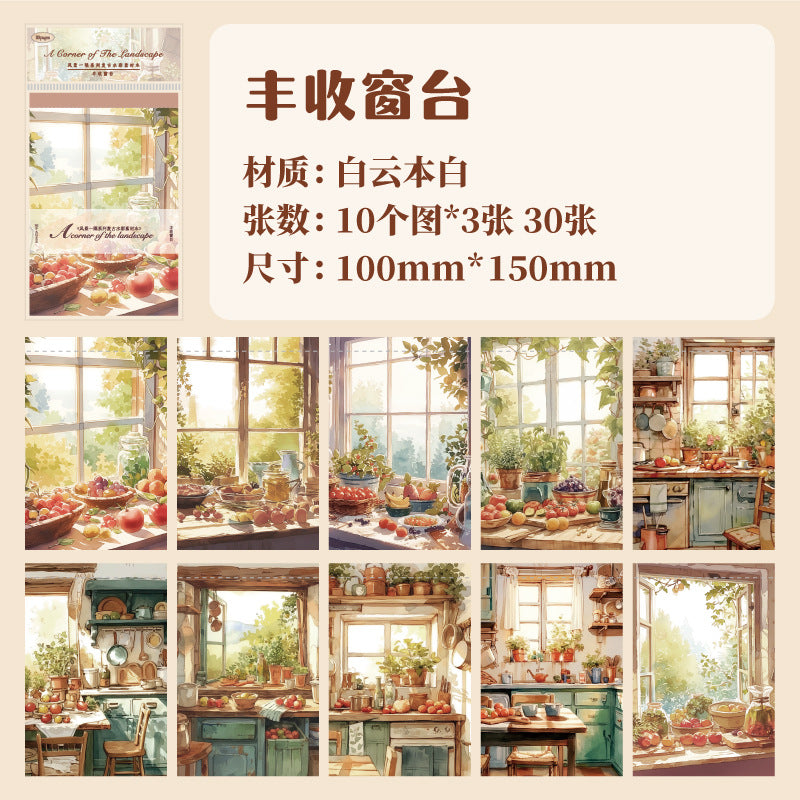 30 Pcs Window Themed  Scrapbook Paper FJYY