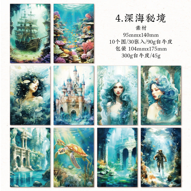 30 Pcs Ocean Theme PET Stickers HDMJ