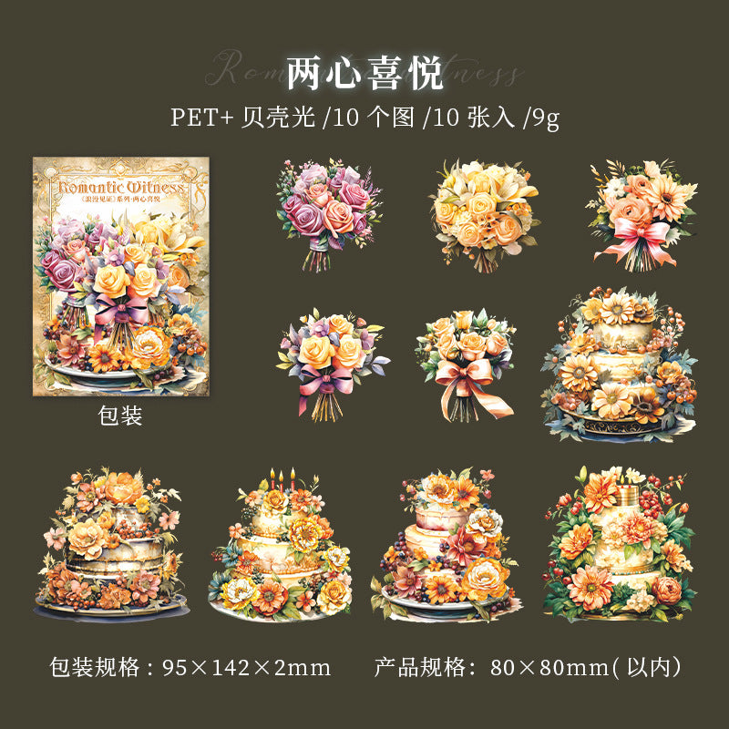 10 Pcs Flower Cake PET Stickers PHDG