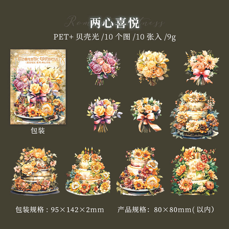 10 Pcs Flower Cake PET Stickers PHDG