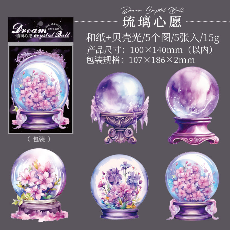 5 Pcs Crystal Ball PET Stickers MHSJ