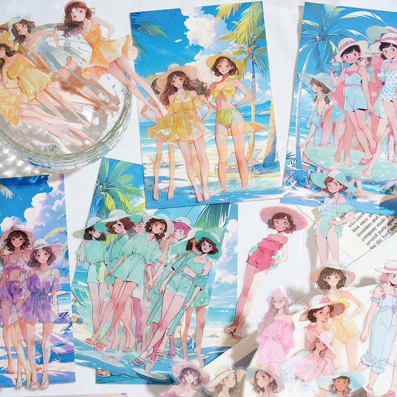 10 Pcs Bikini Gitl PET Stickers XRNS