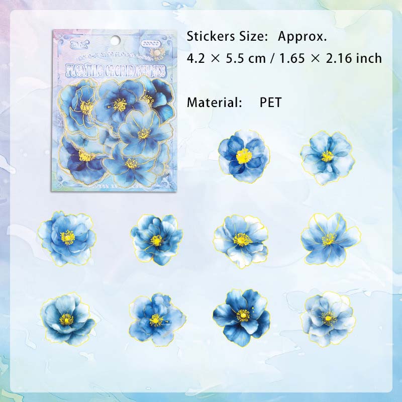 20 Pcs Glitter Flower PET Stickers LJHX