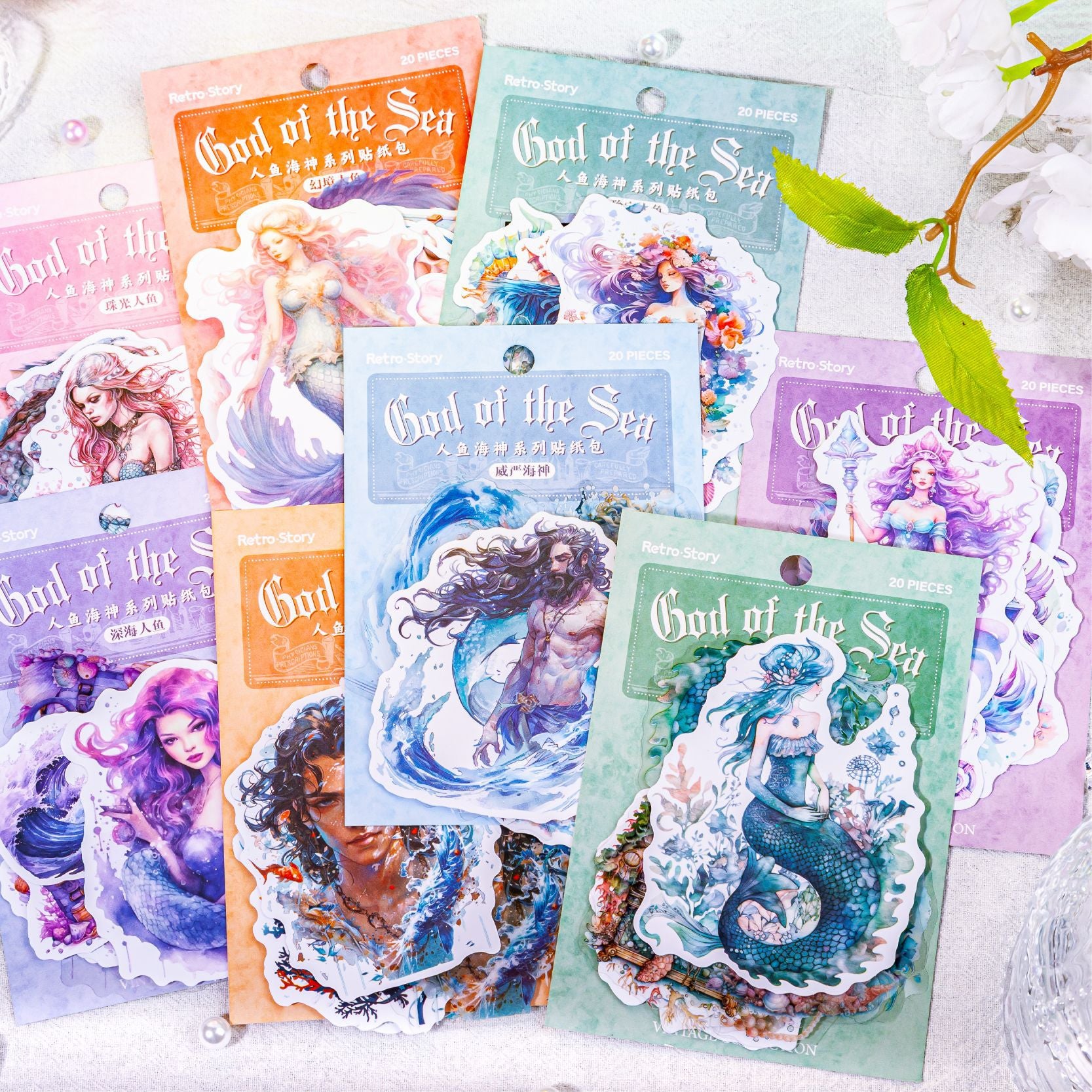 20 Pcs Mermaid PET Stickers RYHS