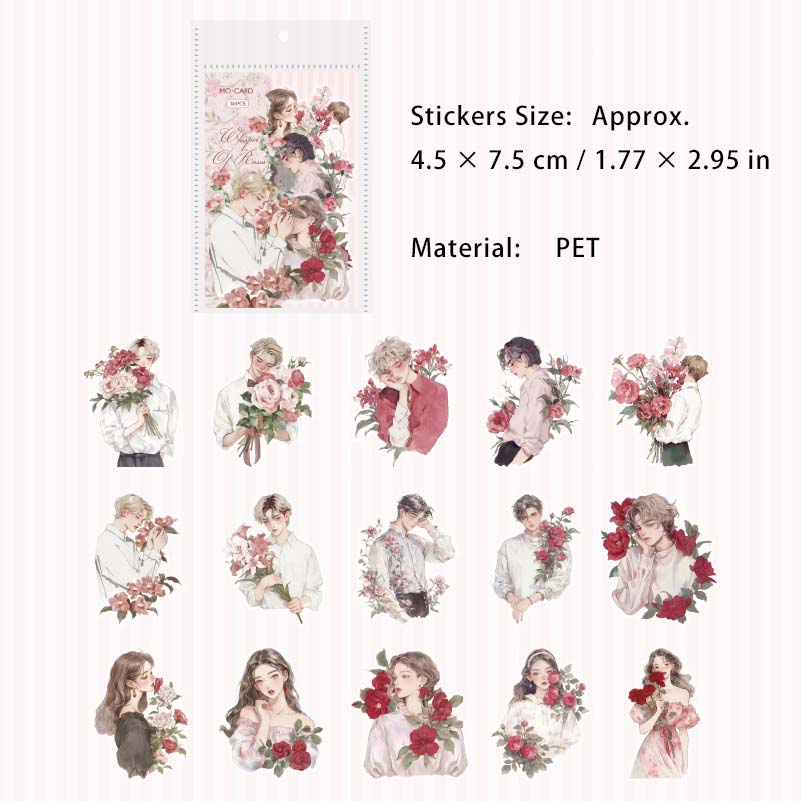 30 Pcs Flower Boy Girl PET Stickers HYNH