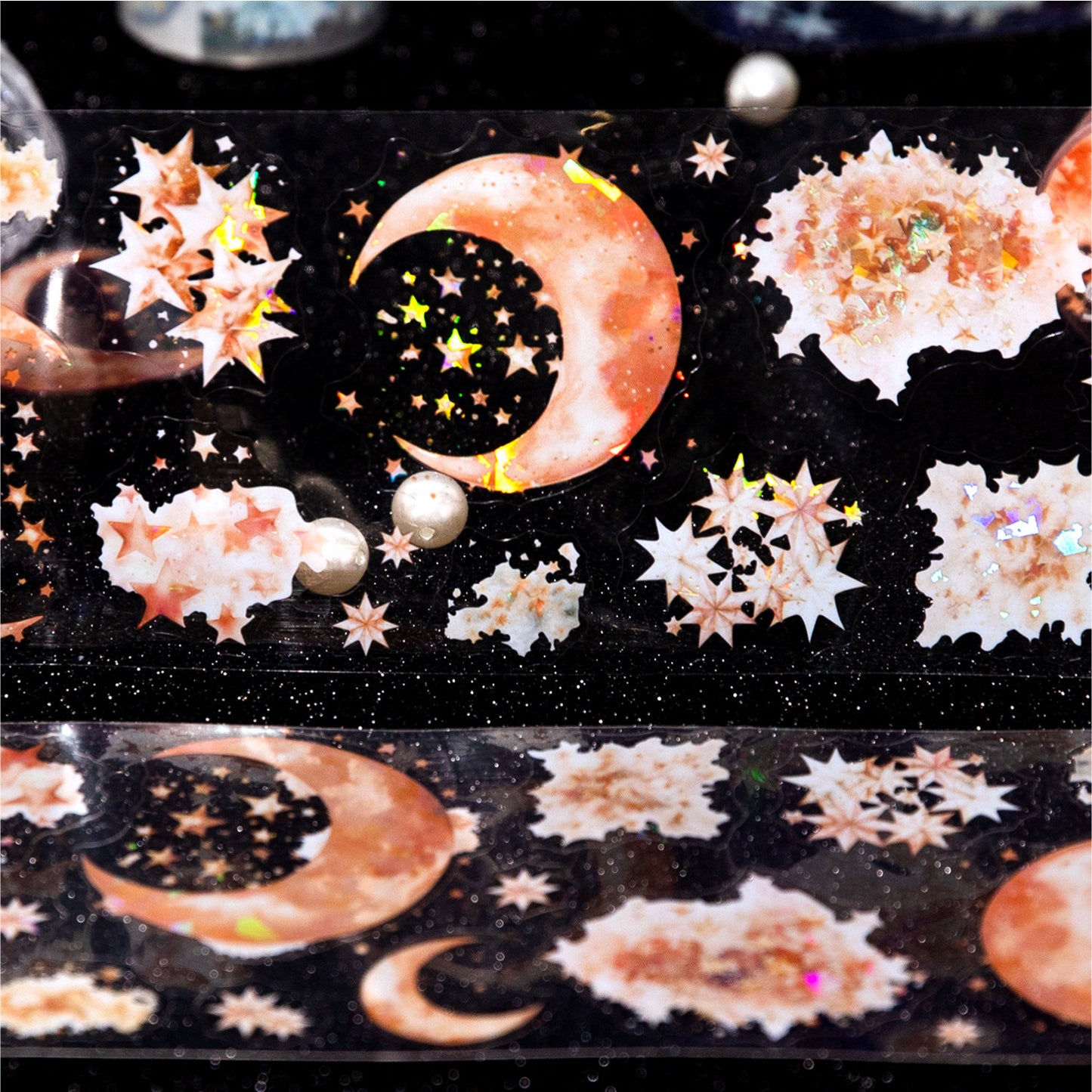 1 Roll Pre-cut Moon Star PET Stickers Tape XXSY