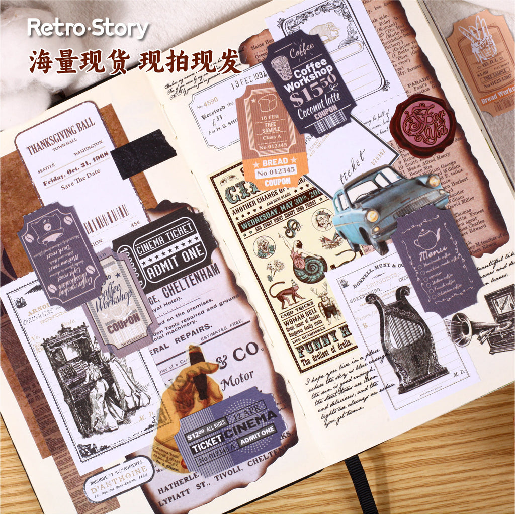 15 Sheets Vintage Ticket Stickers SJMYJ