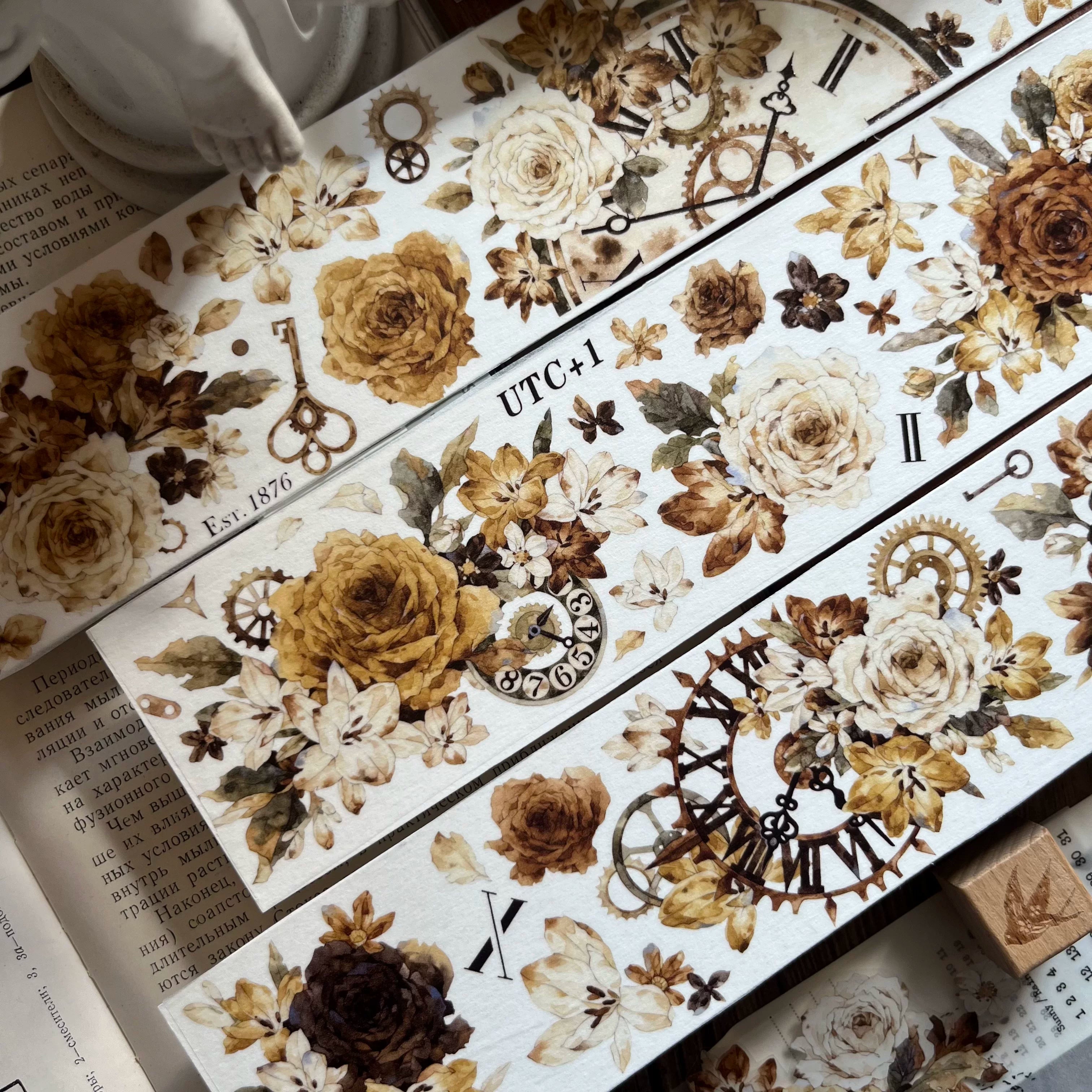 Floral Decorative Tape Rolls- Amber Glimmer