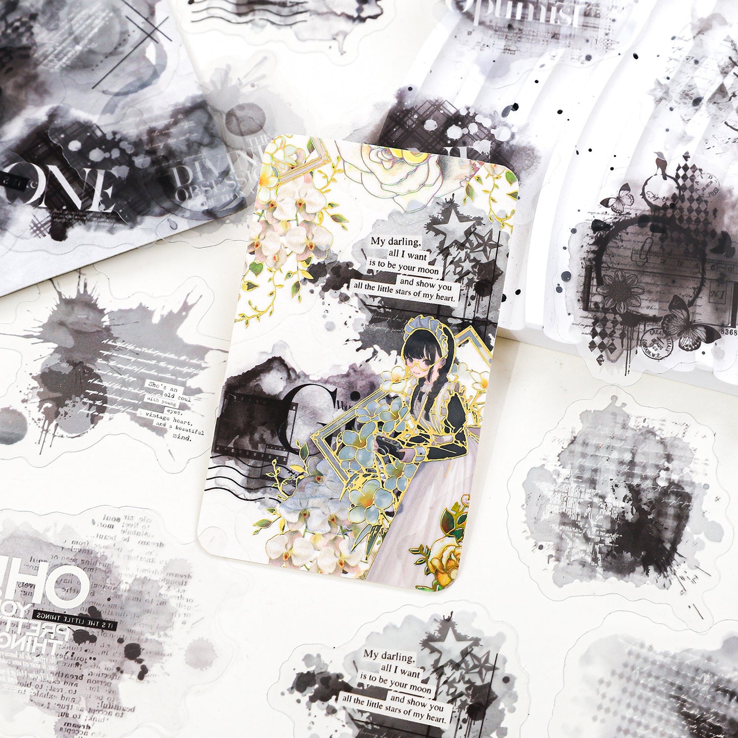 30 Pcs Watercolor Words PET Stickers MRXC