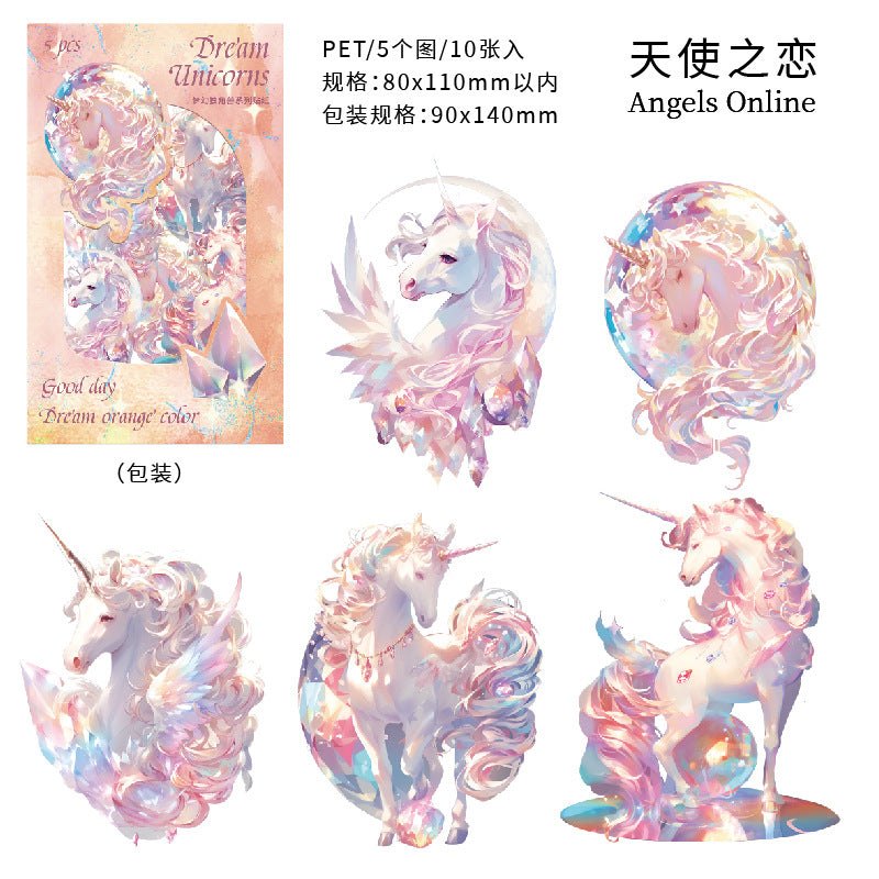 10 Pcs PET Unicorn Stickers MJDJS