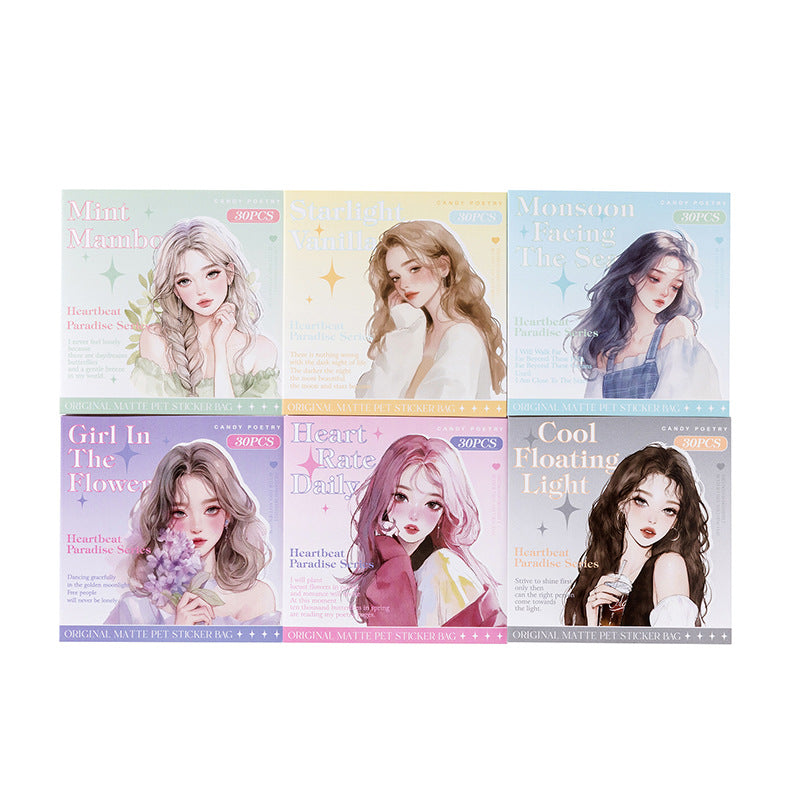 30 Pcs PET Girl Stickers XTLY