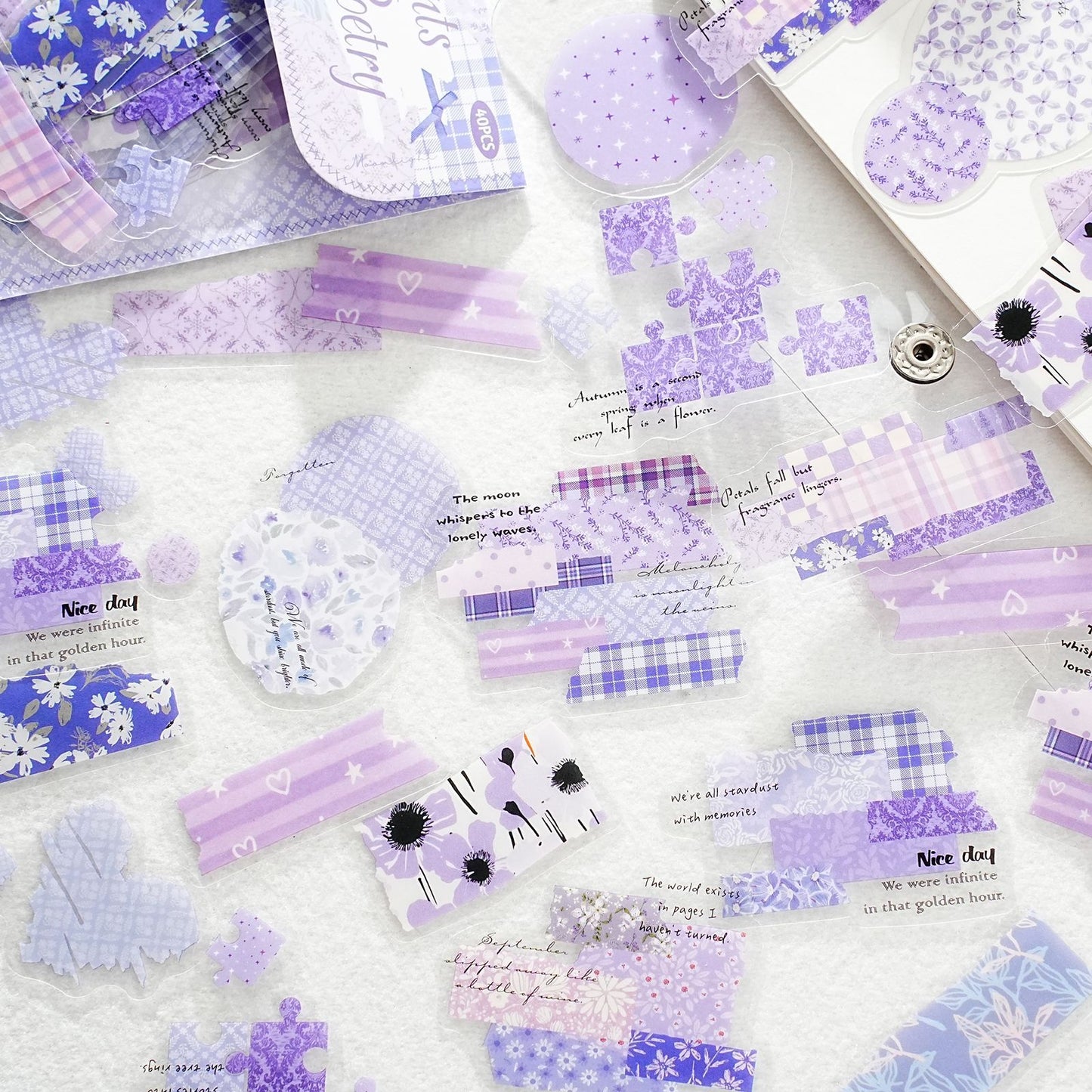 40 Pcs Grid Collage PET Stickers SPSX