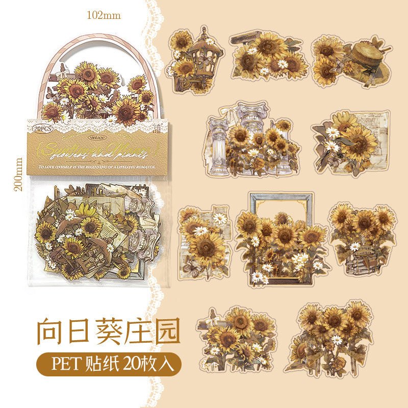 10 Pcs Flowers PET Stickers HZYX