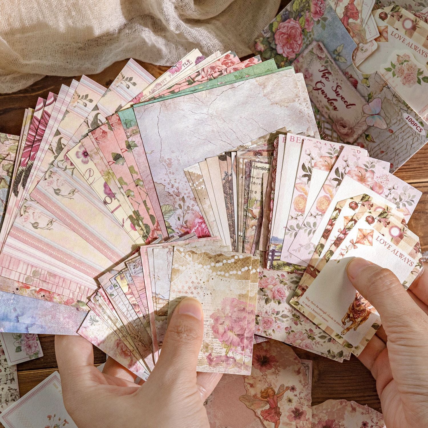 100PCS Vintage Garden Floral Journal Paper VMP17