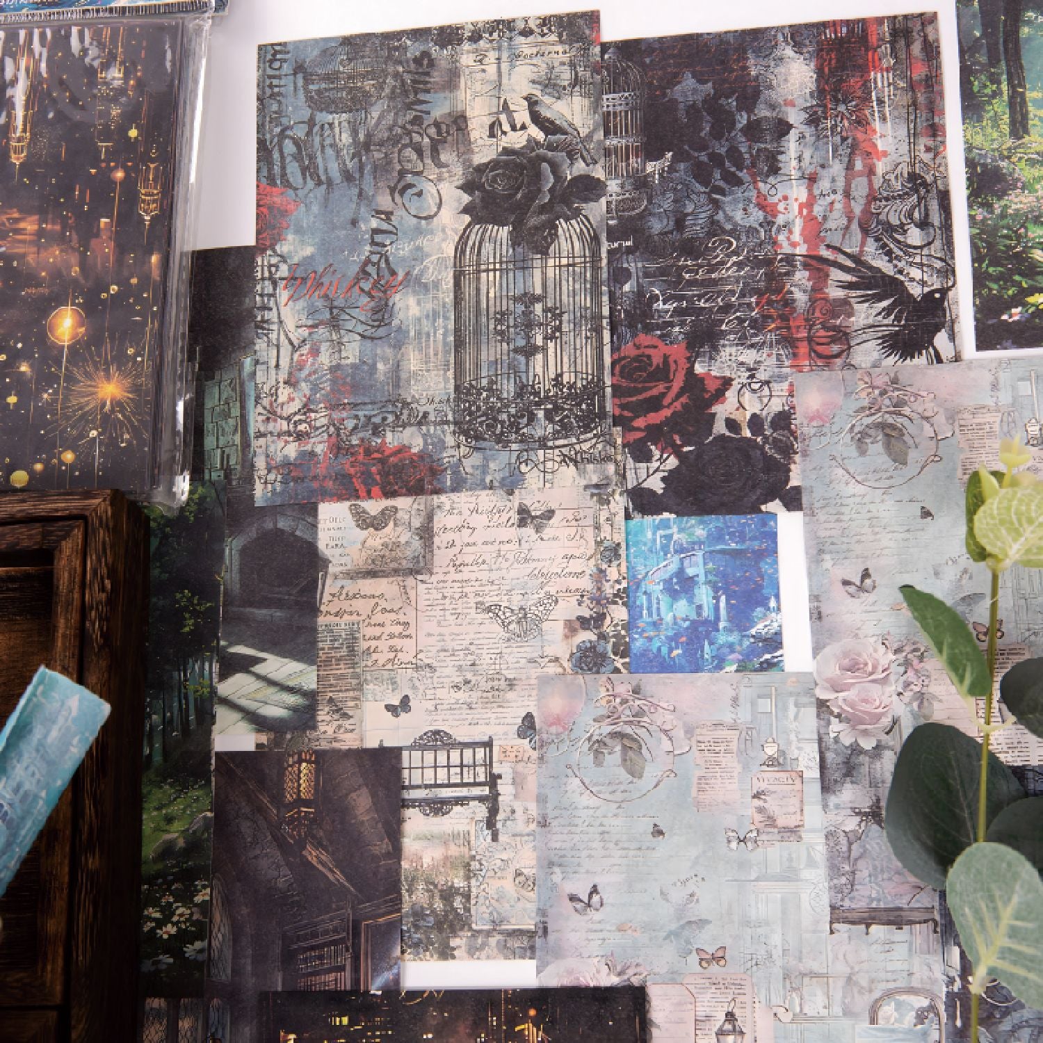 60 Pcs Dark Theme Scrapbook Paper SGSY