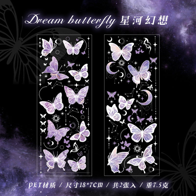 2 Pcs Butterfly PET Stickers FMXD