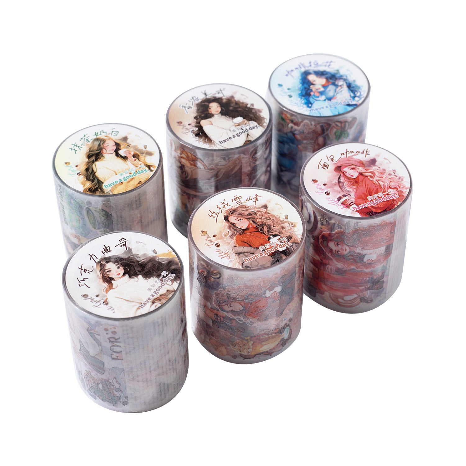 1 Roll Coffee Girl PET Tape KFSN