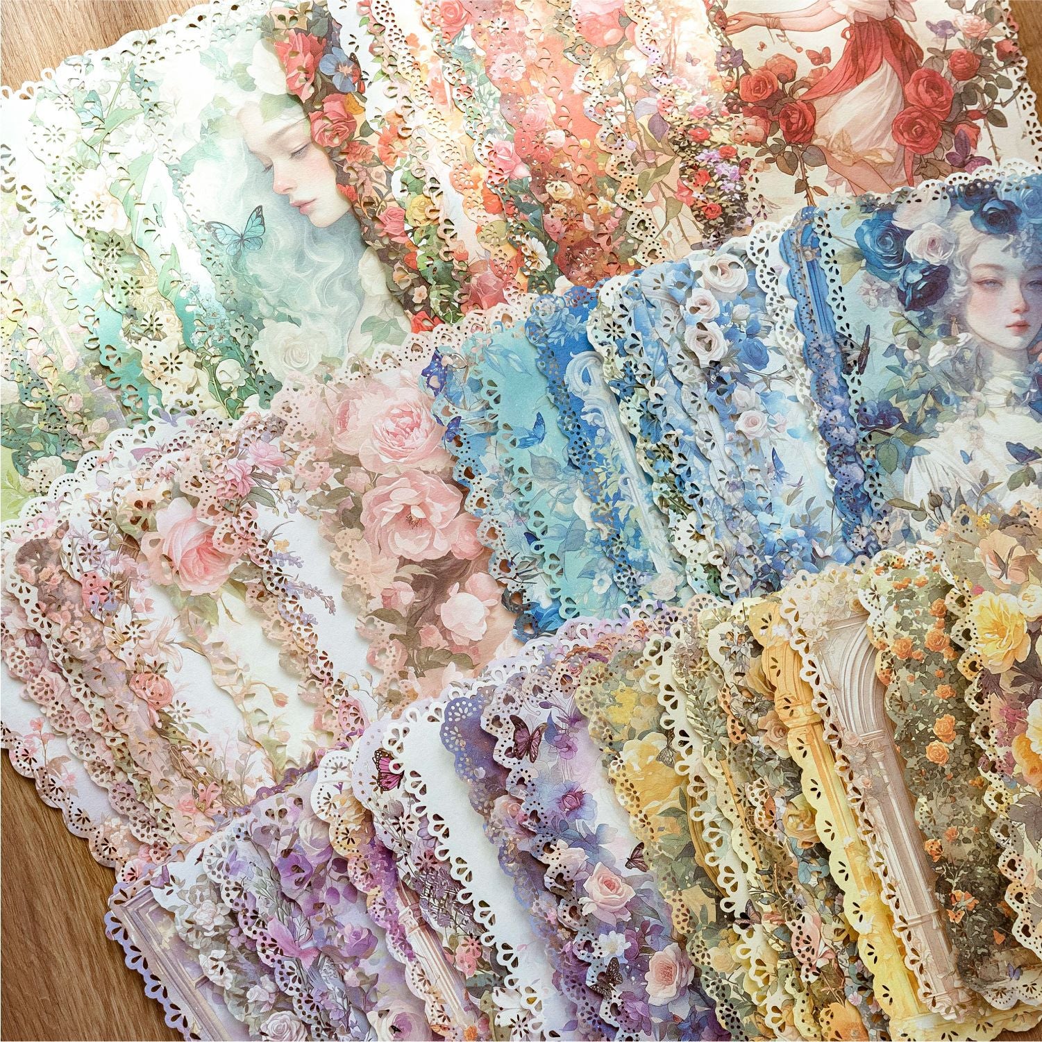 10 Pcs Lace Floral Scrapbook Paper FSLM