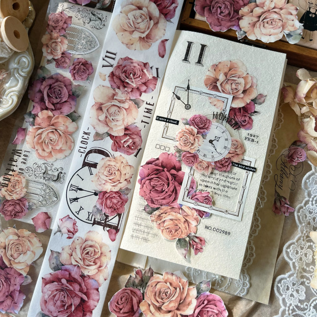 Floral Decorative Tape Rolls- Antique Rose
